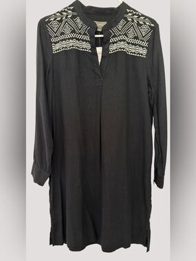 Style & Co. Petite Black Embroidered V-Neck Women’s Dress